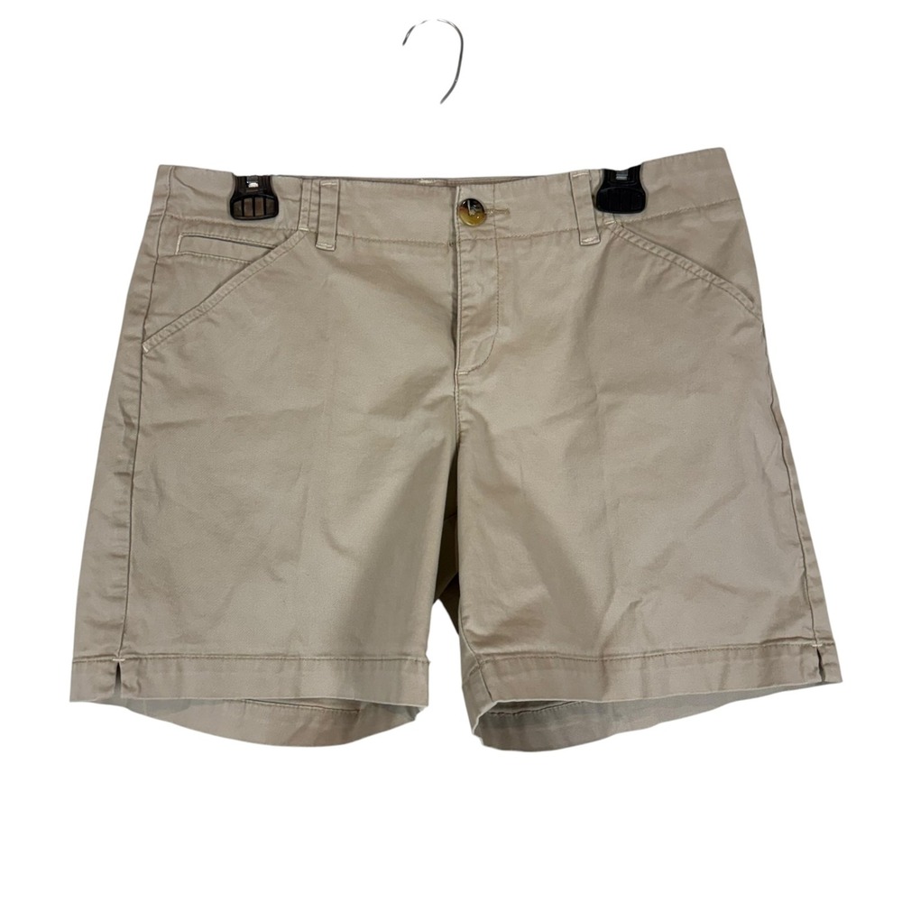 Lee Shorts Womens 8 Beige Chino Twill 5 Inseam Midrise Stretch Casual Summer